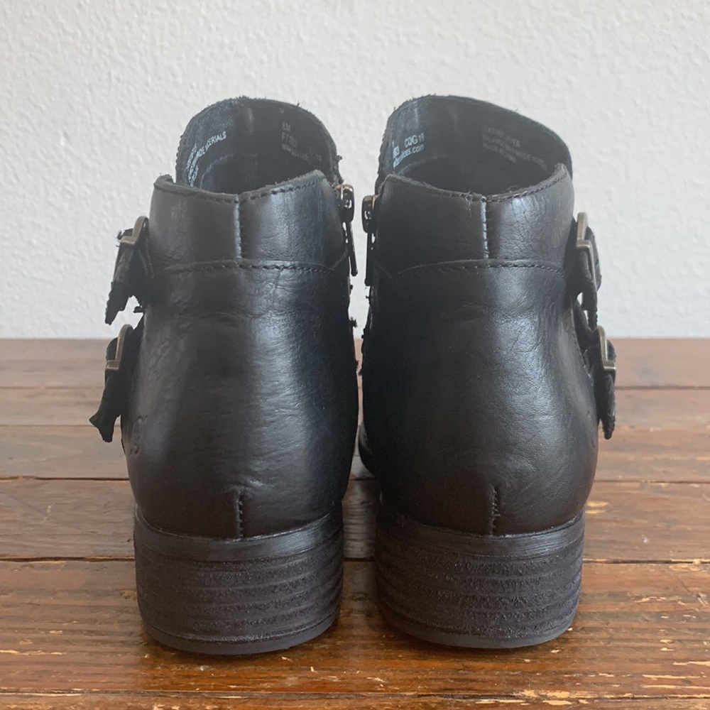 NWOT Born Black Leather Ozark Booties Buckles - Picture 4 of 8